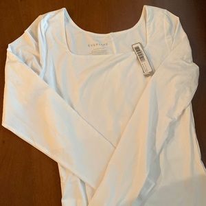NWT Everlane white Square neck long sleeved body suit Medium